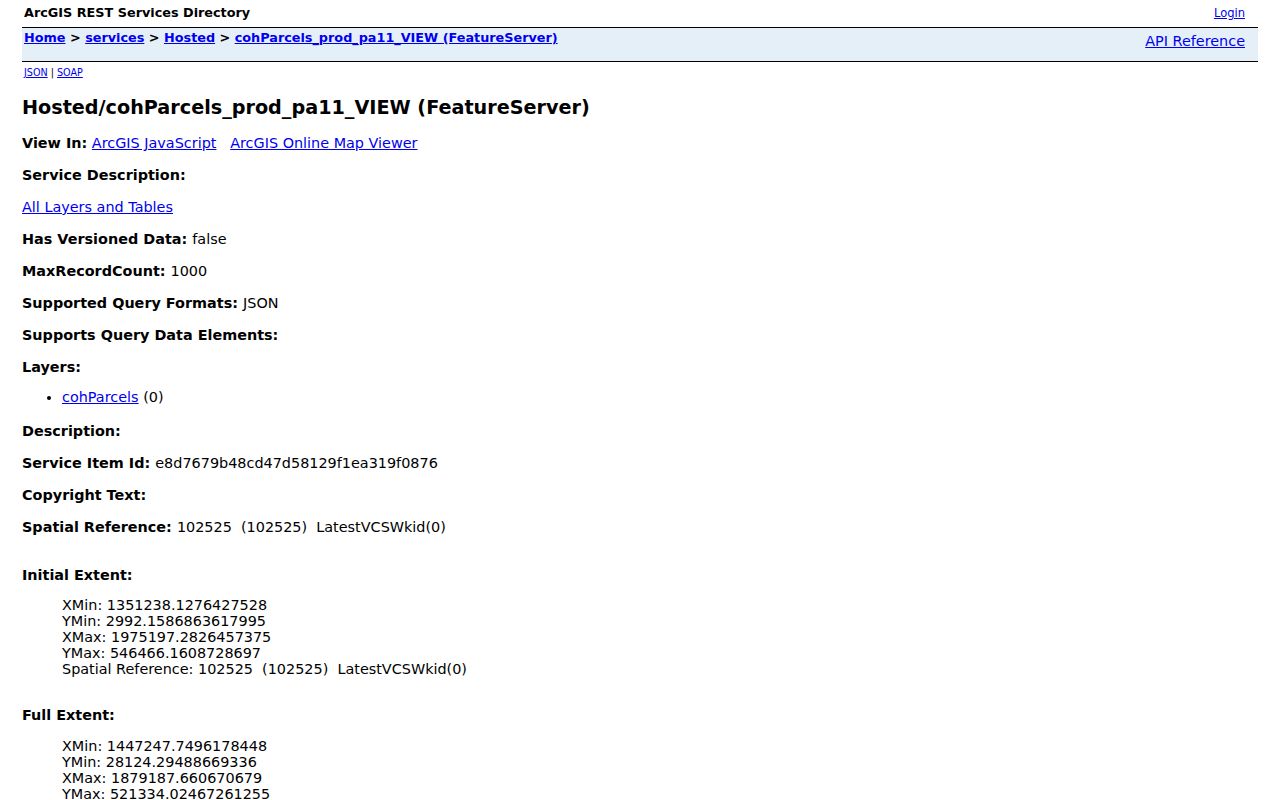 County parcel FeatureServer used to map nearby Hilo parcels
