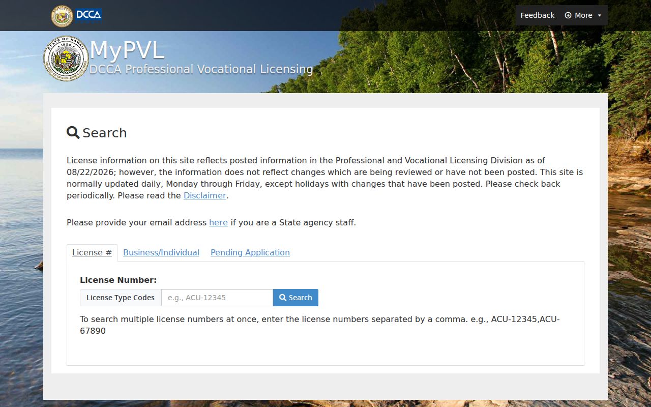 Hilo resident lookup professional license search