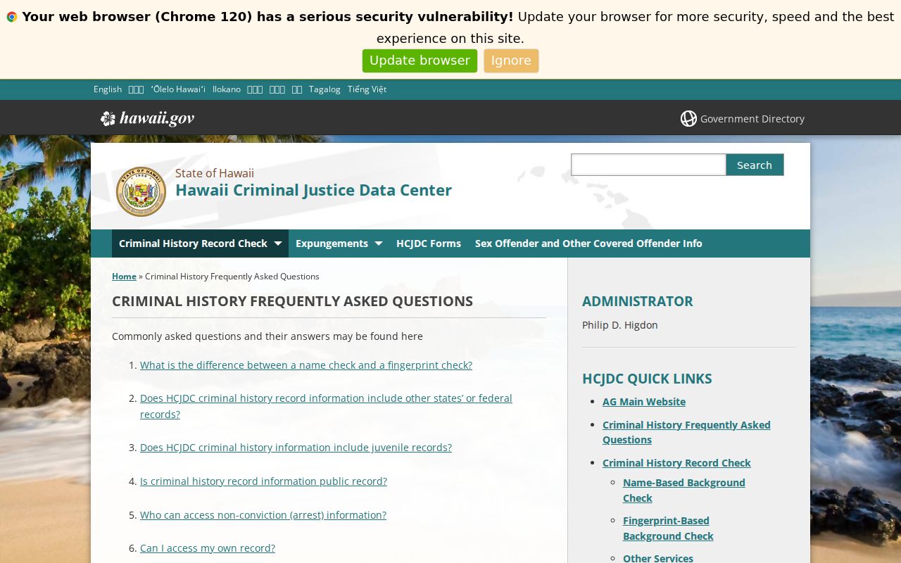Hilo resident lookup public criminal history rules